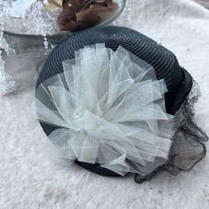 Vintage Valerie Models Veiled Hat with Organza Floral Detail Fascinator